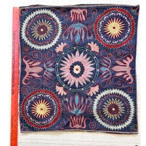 21" Square SUZANI Embroidered Cotton/Silk Pillow Cover from Uzbekistan - NWOT